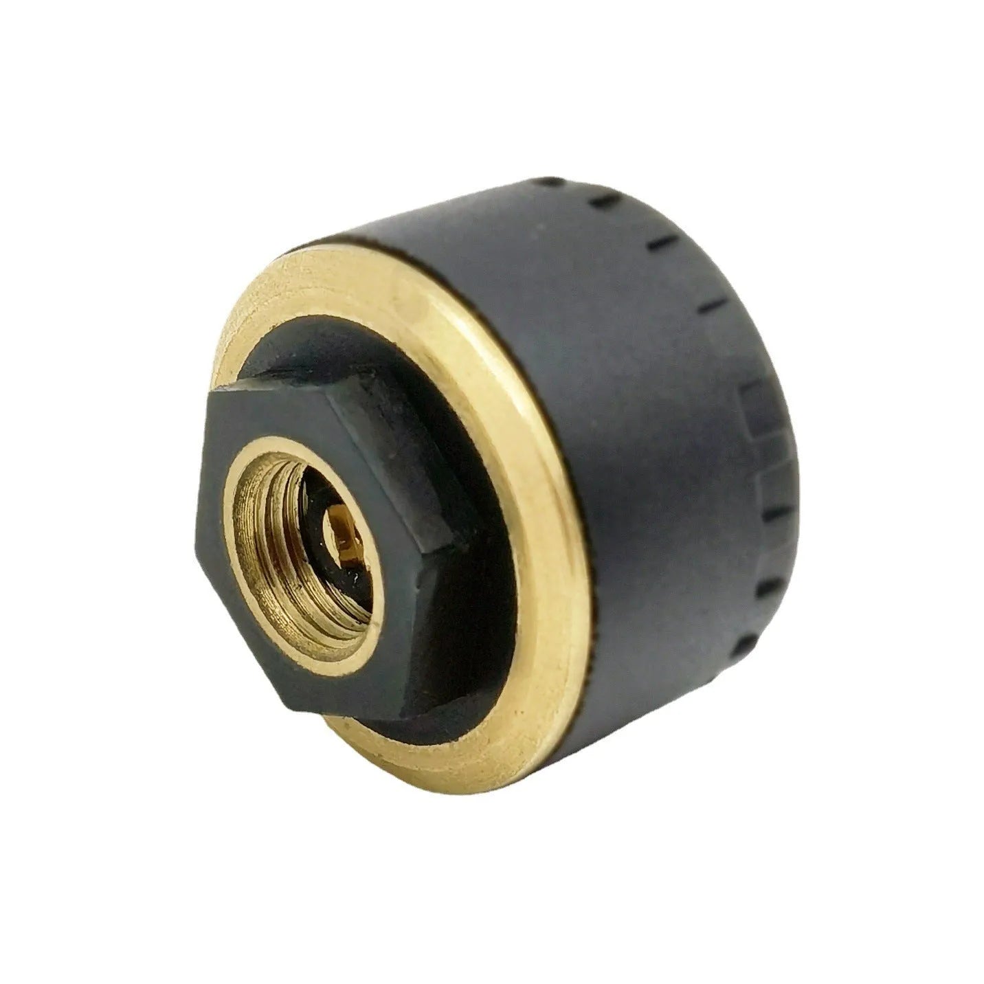 Four black Bluetooth tyre pressure monitors for mobile phone display with IP67 waterproof rating