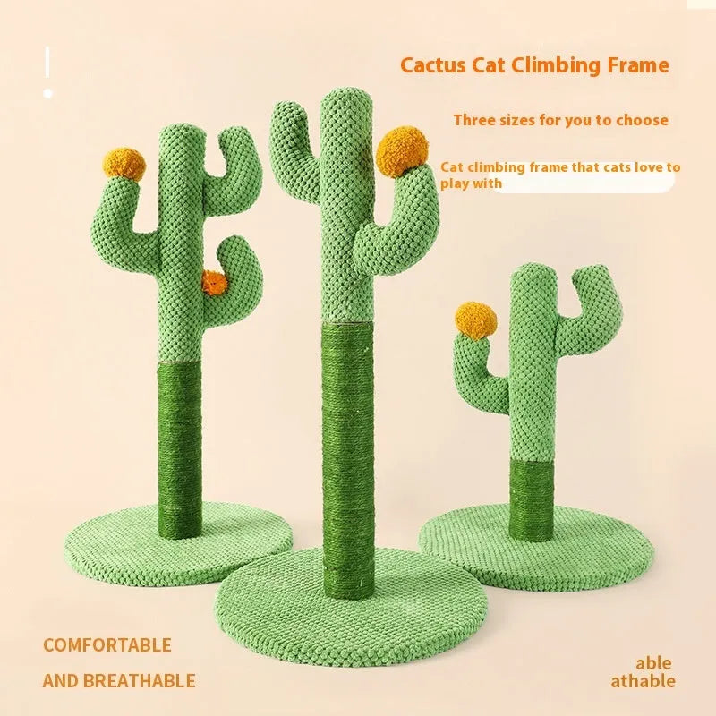 Masson cactus-shaped cat scratching post with sisal fibre surface next to coconut tree design option.