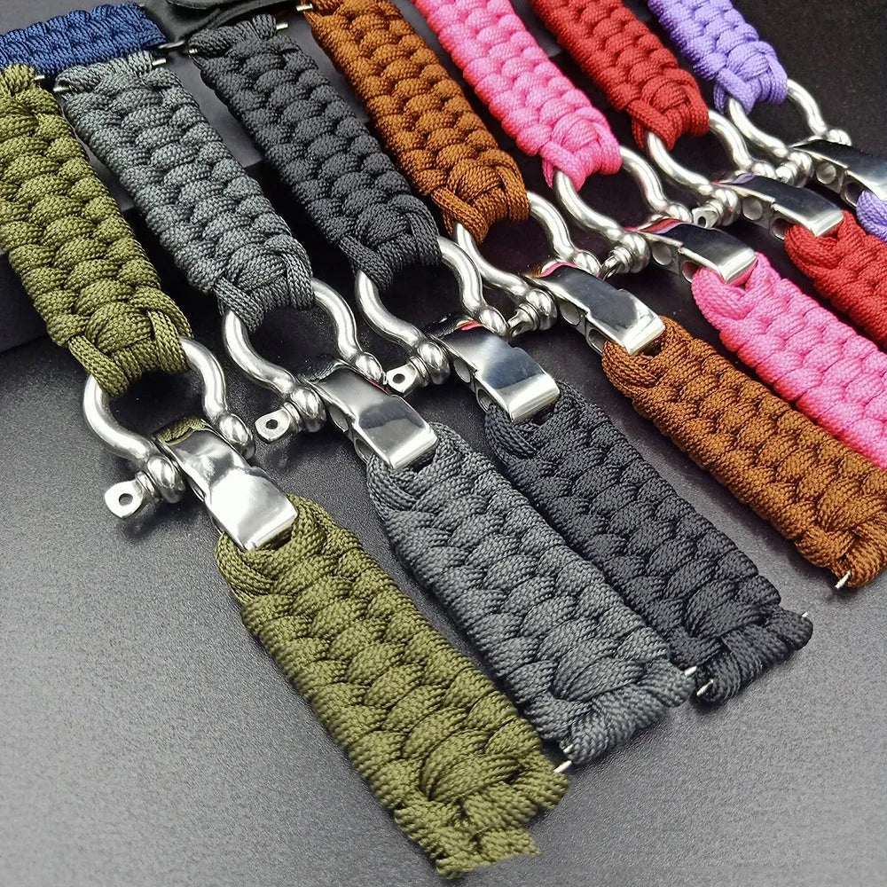 Nylon Apple Watch Strap with Woven Steel Buckle – Compatible with 38/40/42/44/45/49mm – Unisex Sports Band in Multiple Camouflage and Solid Colours – Black, Blue, Green, Red, Rainbow Options Available Including Connector Pieces