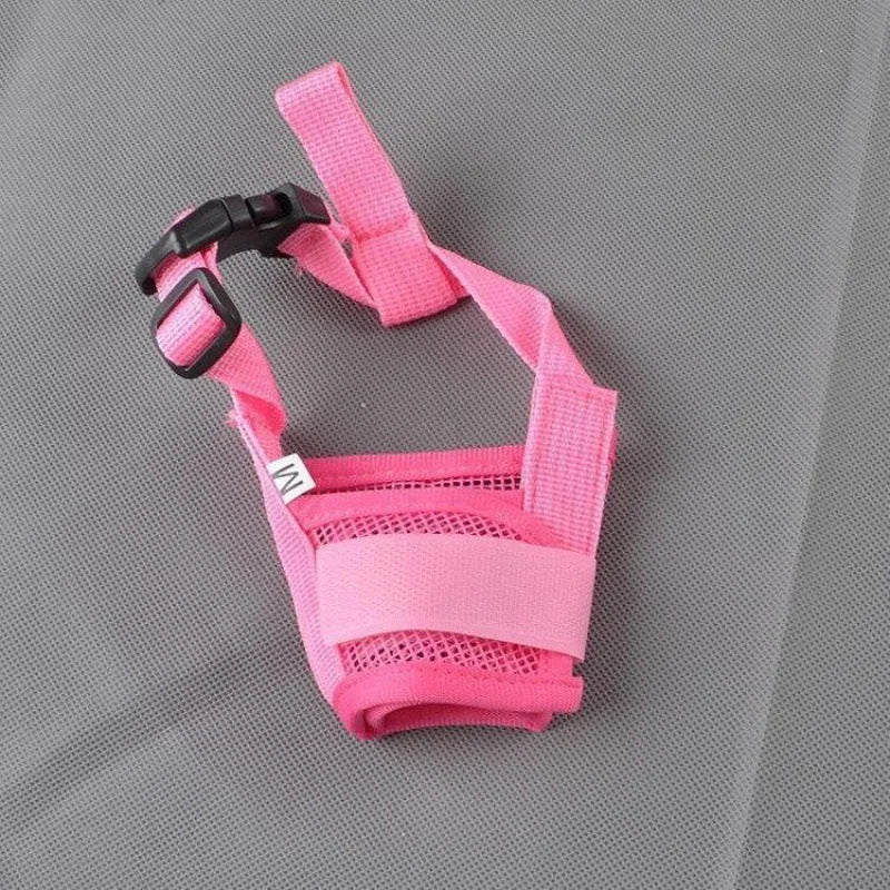 Adjustable plastic dog muzzle in multiple colours and sizes for biting and chewing control