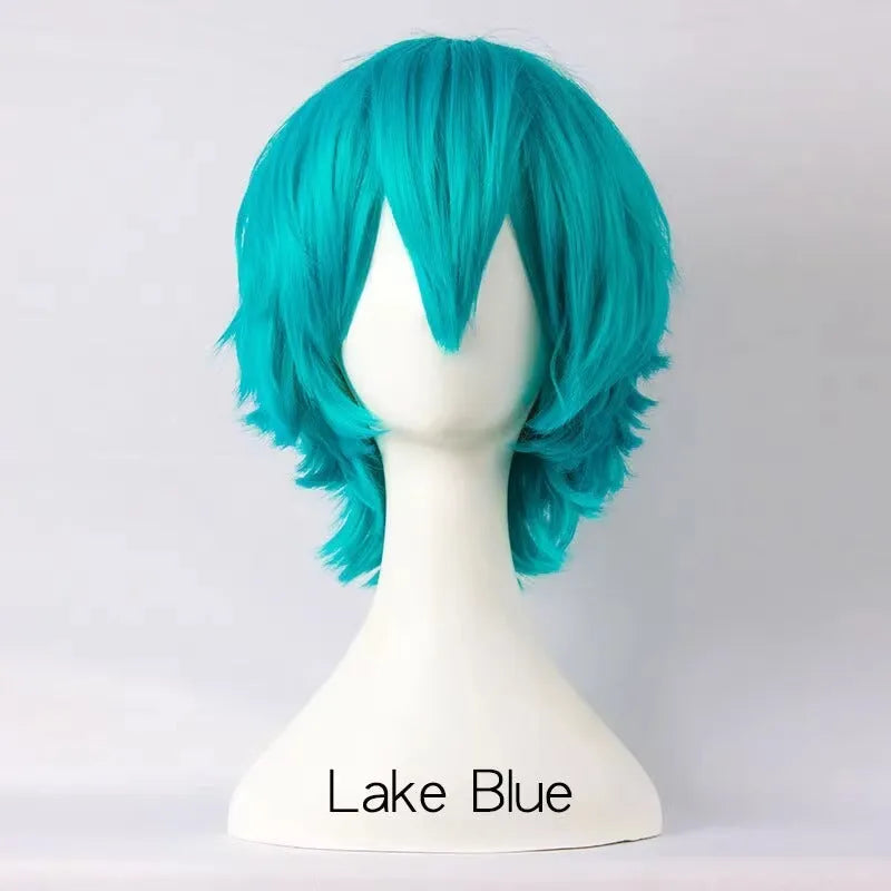 Short hair cosplay wig in anime style with high-temperature fibre construction