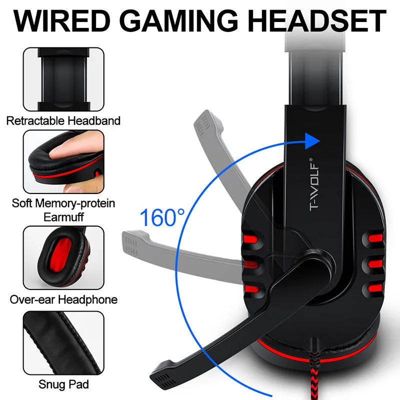 Thunder Wolf gaming keyboard and mouse set with headset and rectangular mouse pad
