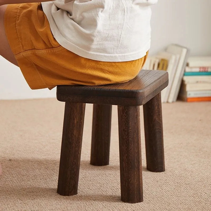 Distressed finish solid wood changing stool for living room use