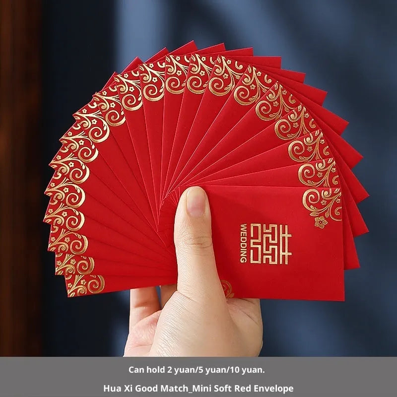 Mini wedding pick-up red packet in Chinese style with paper construction, multiple colour options