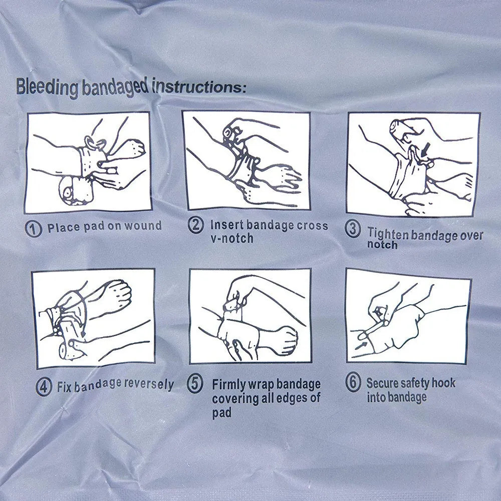 Portable outdoor hemostatic bandage kit with tactical gauze tape in compact packaging