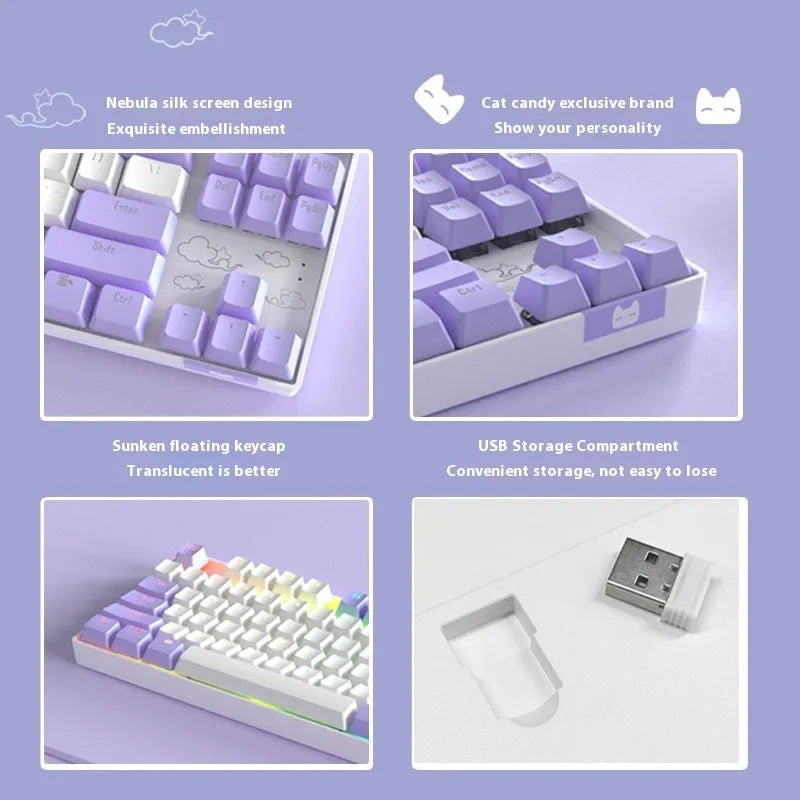 Wireless aluminium mechanical keyboard with hot-swappable switches in blue white colour option