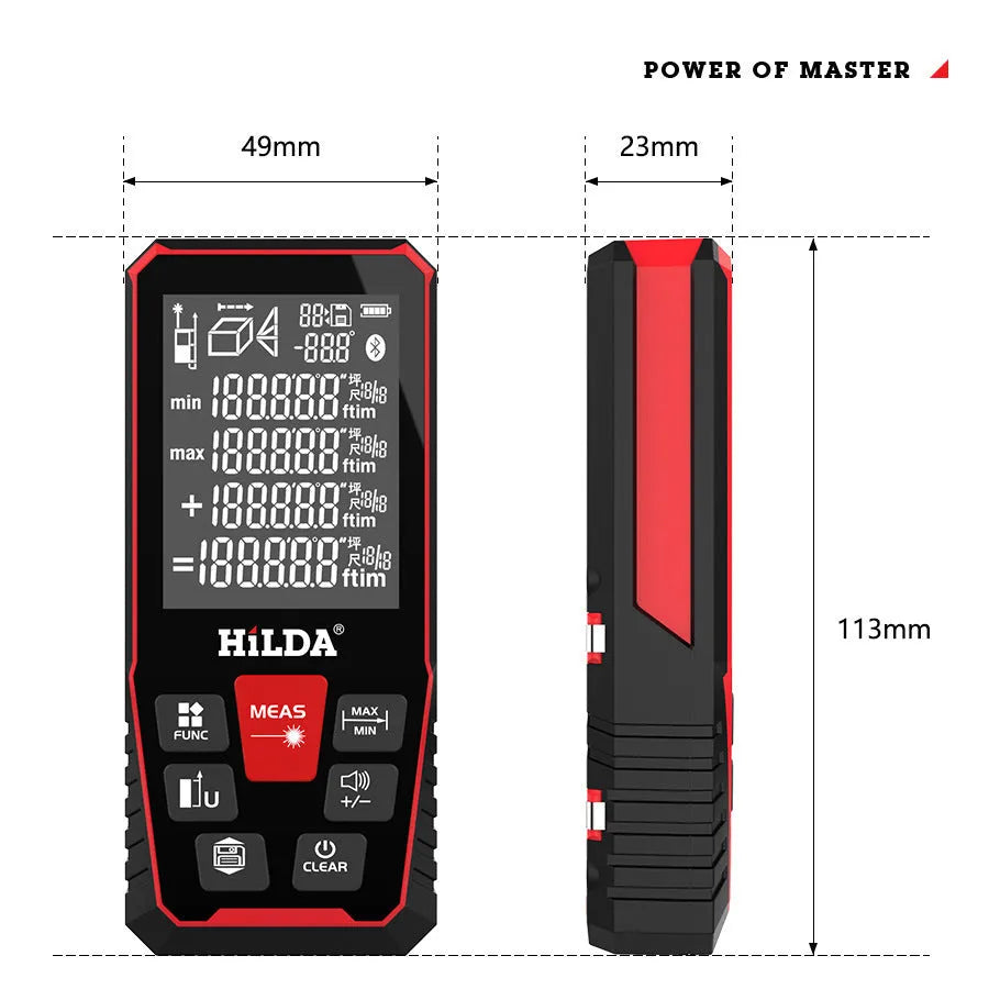 Plastic laser rangefinder for measuring distances up to 120m