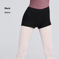 Black cotton ballet practice shorts for women, dance exercise and fitness shorts