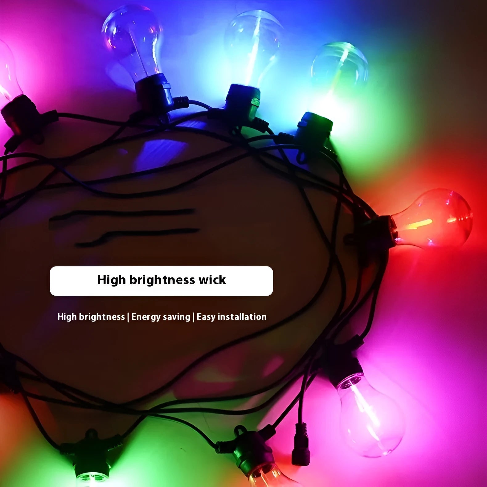 Waterproof outdoor decorative string lights with transparent meteor bulbs for garden and wedding use