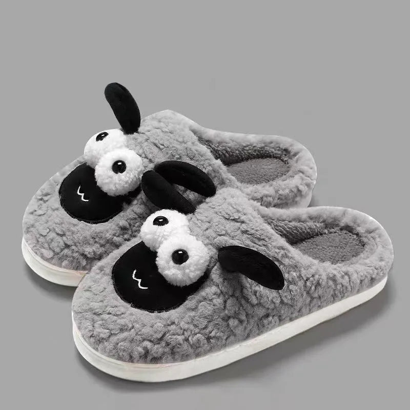 Lamb thermal cotton slip-on slippers in brown with a suede upper and PVC sole.