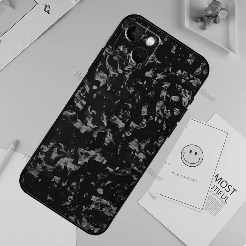 Forged carbon drop-resistant TPU phone case for iPhone with soft shell design
