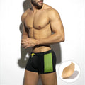 Men's polka dot print swimming boxers in quick-drying nylon fabric.