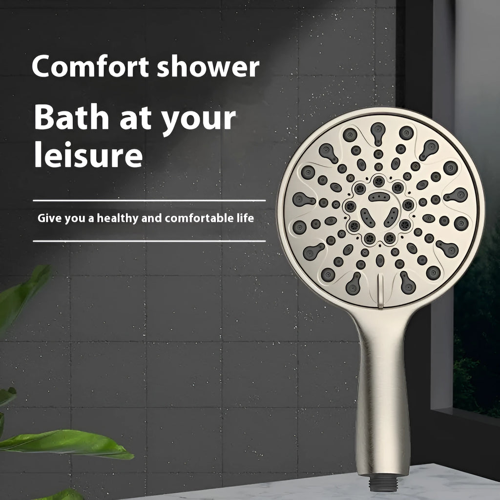 6-inch handheld shower head with electroplated finish and multiple spray functions