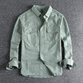 Men's loose-fitting long sleeve cardigan shirt in lightweight polyester fabric