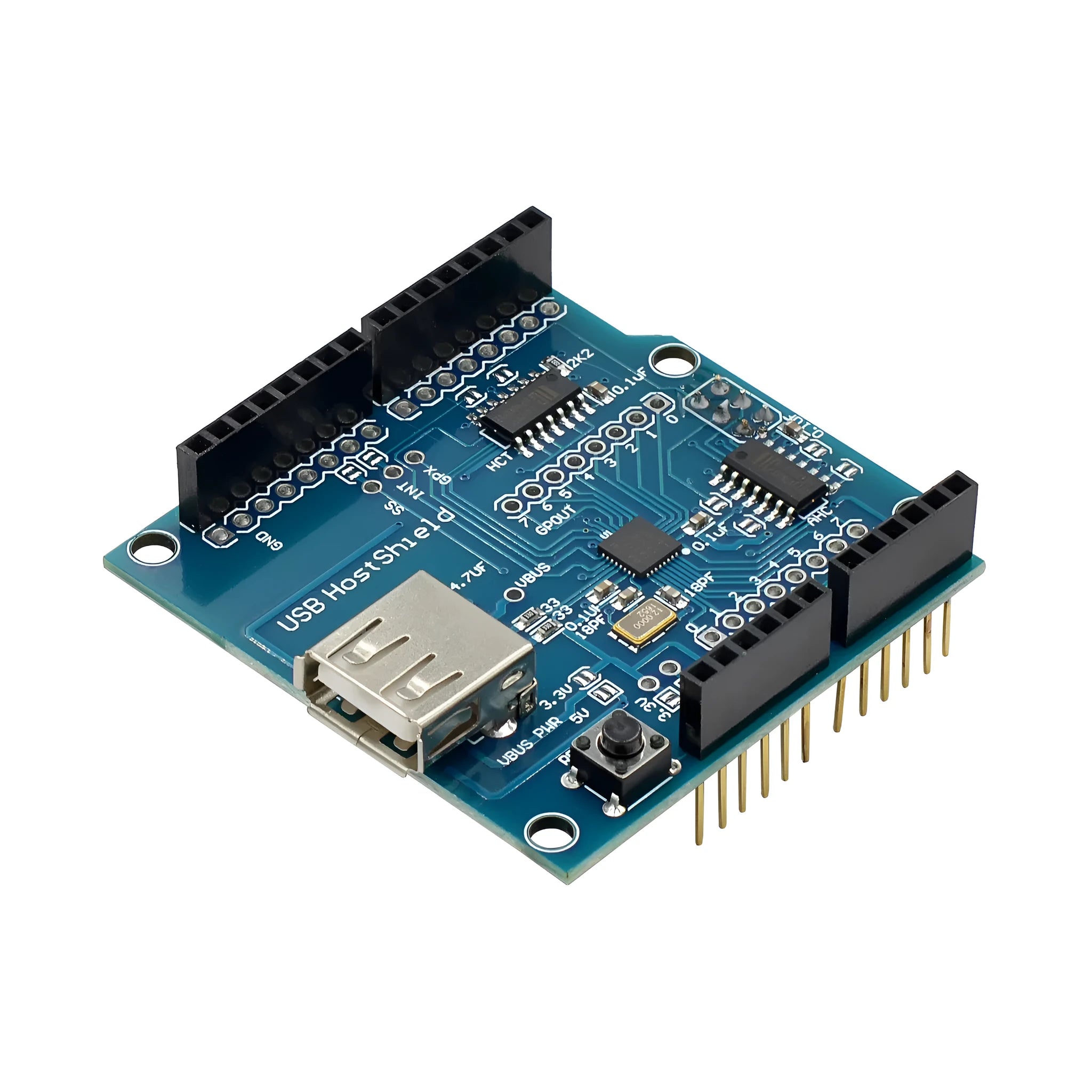 USB Host shield board compatible with Arduino MEGA 2560 featuring Google ADK support and flank installation