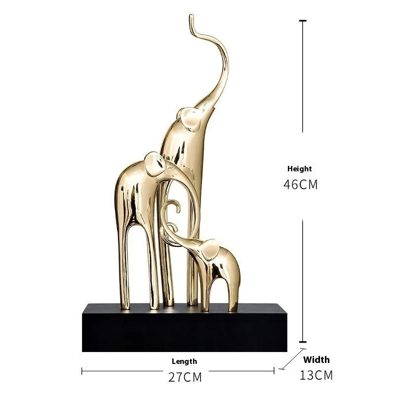 Fortune Bring Elephant decorative resin figurine in bright gold, rose gold, silver, or retro colour finish.