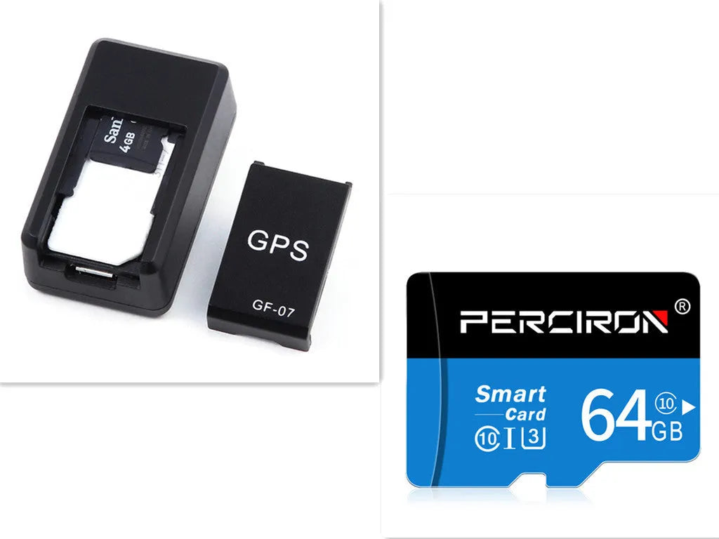 Black magnetic GPS car tracker device with compact rectangular design and USB charging port