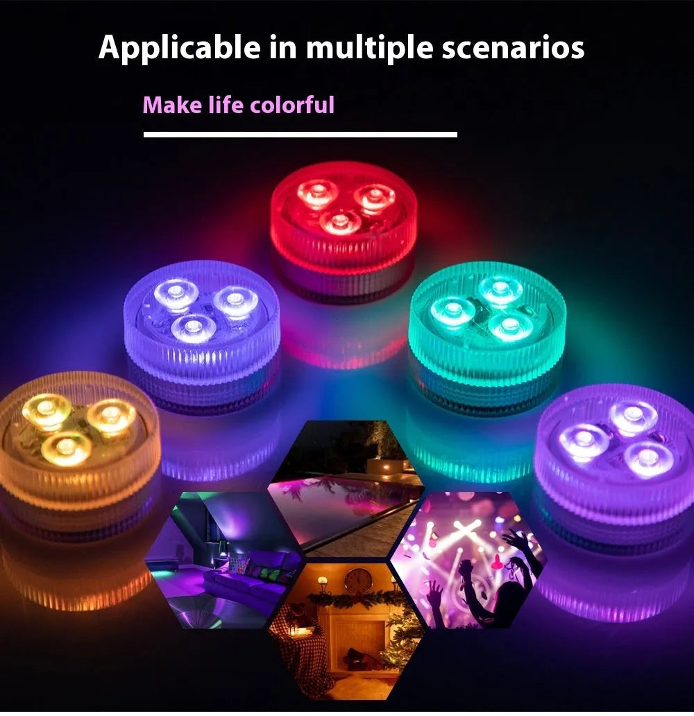 Remote control waterproof LED diving light for fish tank with plastic shell measuring 35mm by 18mm