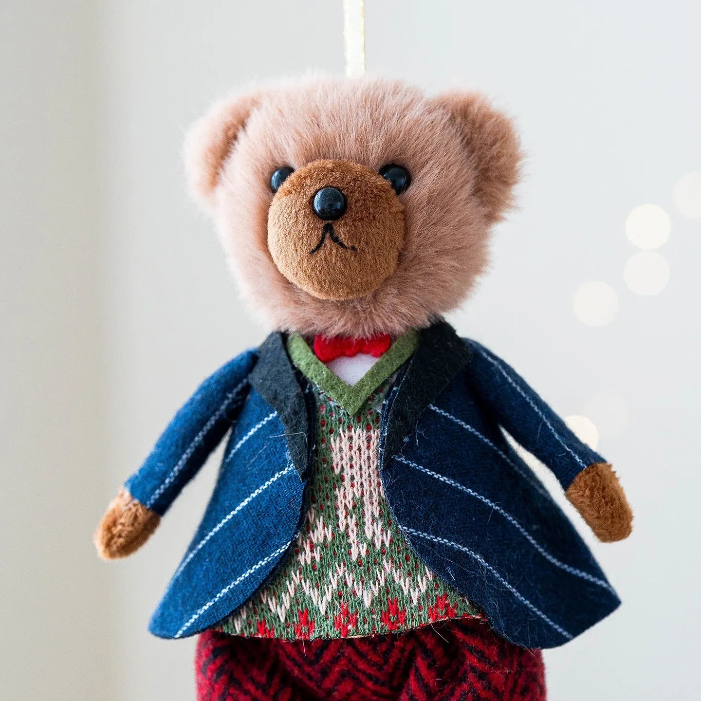 Cotton cloth plush bear doll couple in princess and gentleman bear styles with suit plaid design