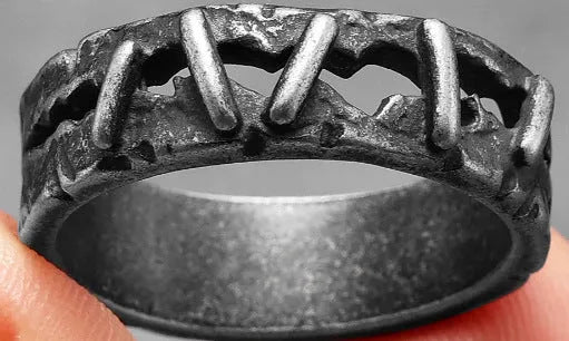 A double-ring punk style accessory in alloy and stainless steel with dark stitching details, shown in Style 2 colour.