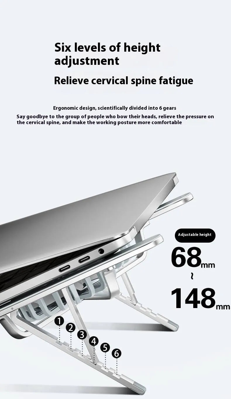 Aluminium alloy laptop cooling stand with twin fans and adjustable height mechanism in silver finish