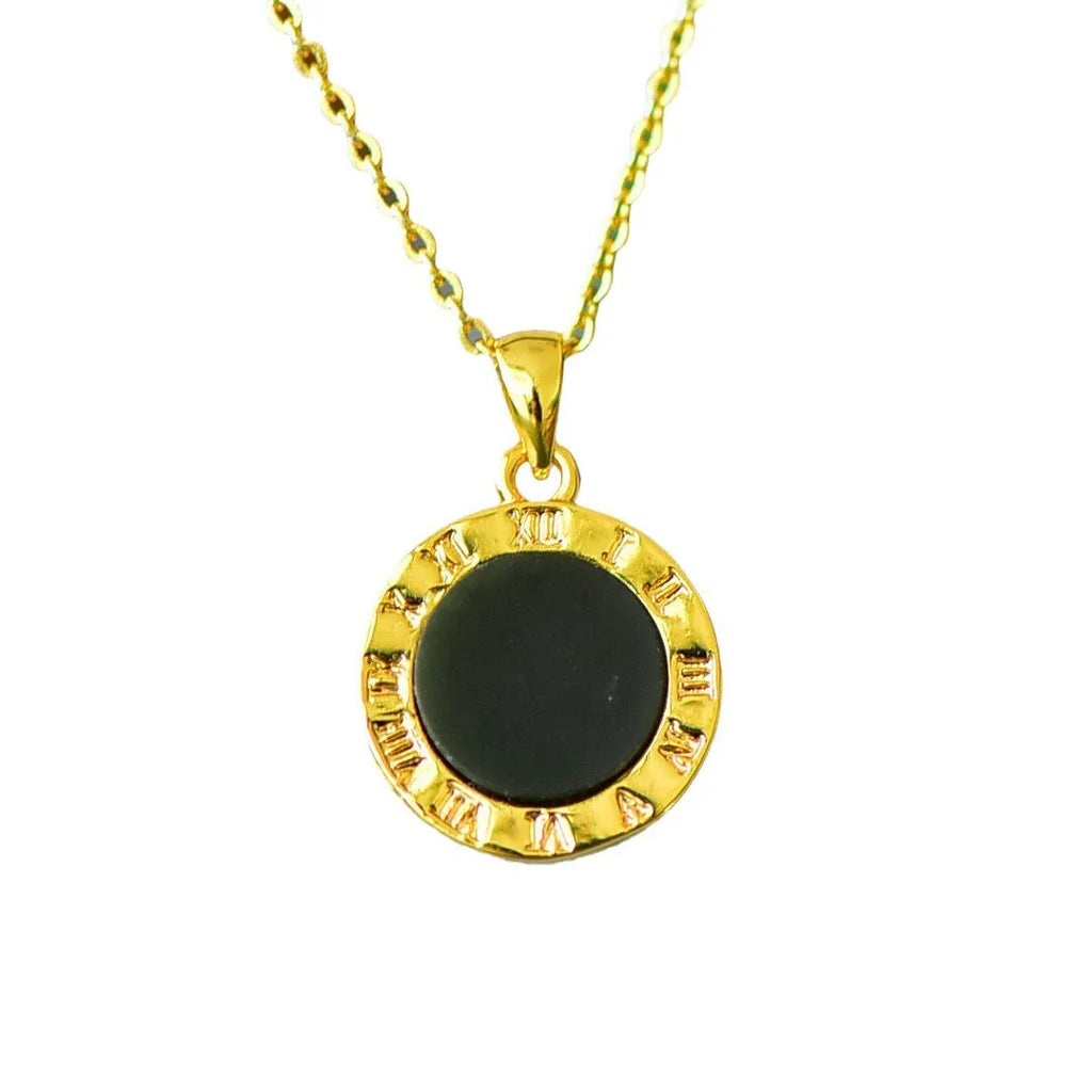 Flat Hetian grey jade pendant with copper inlay on necklace chain