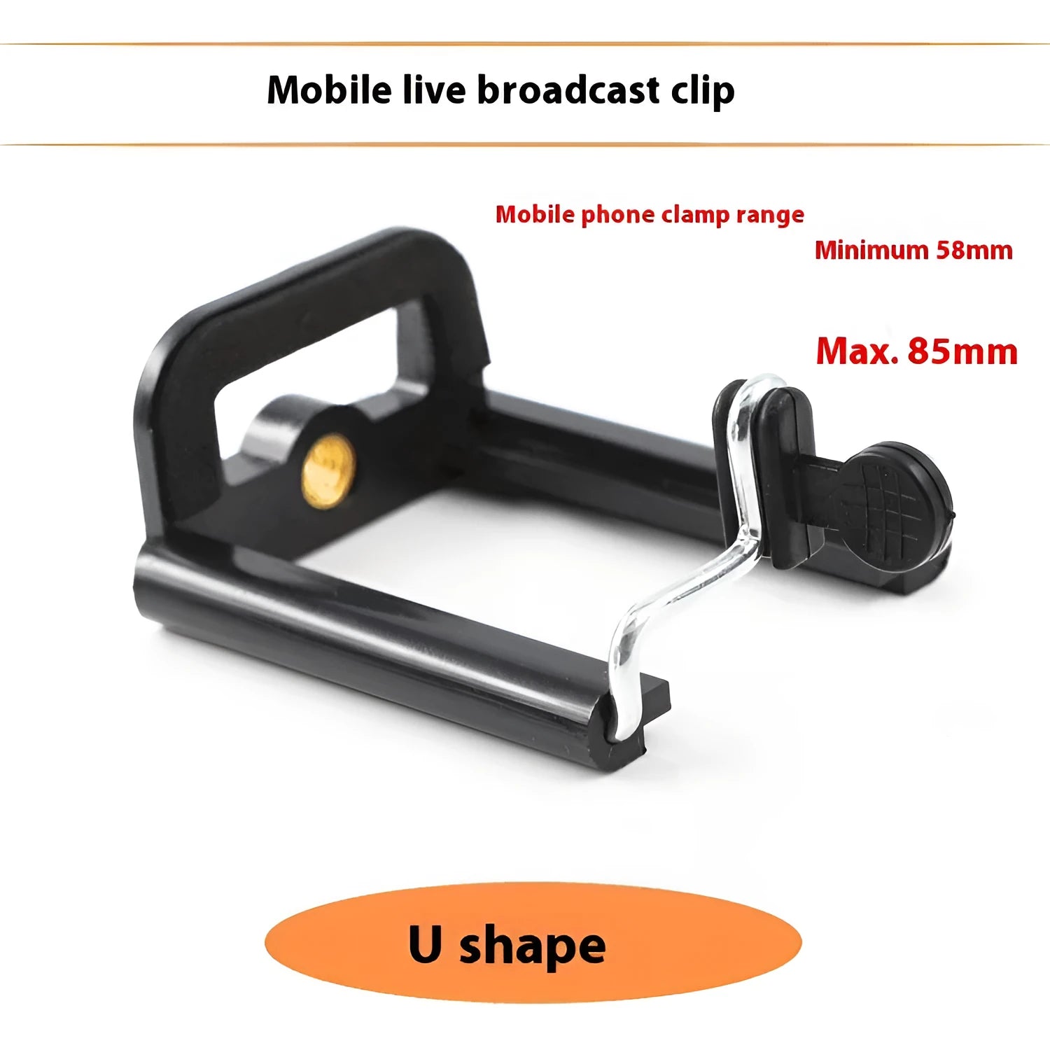 Black plastic U clip universal car mobile phone holder for windscreen or dashboard mounting.