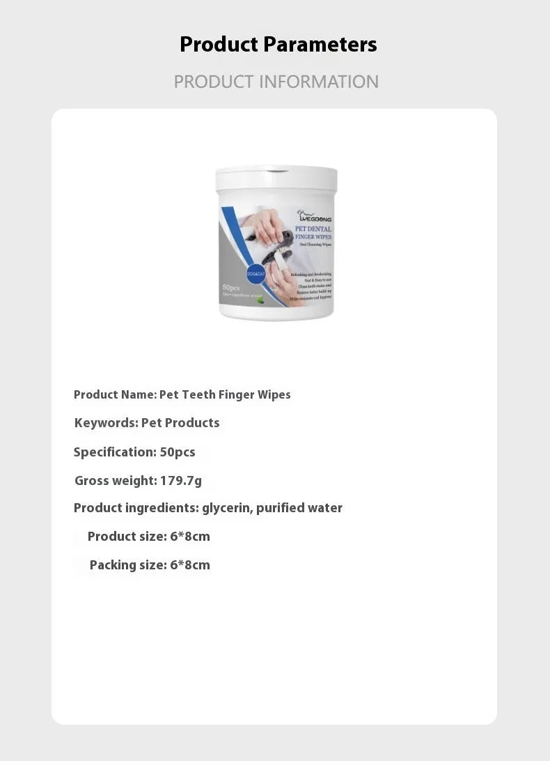Can of dog dental finger wipes with reusable stall applicator for teeth cleaning