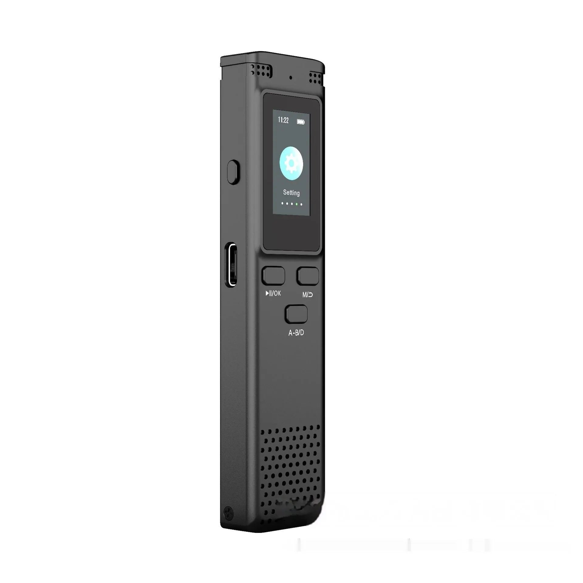 Black 32GB recording pen with HD noise reduction, compact design, ABS shell, 103x2.5x12mm
