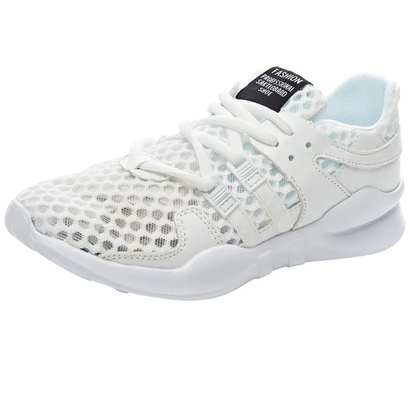 Men's hollow breathable sneaker with mesh upper in black and white colour options