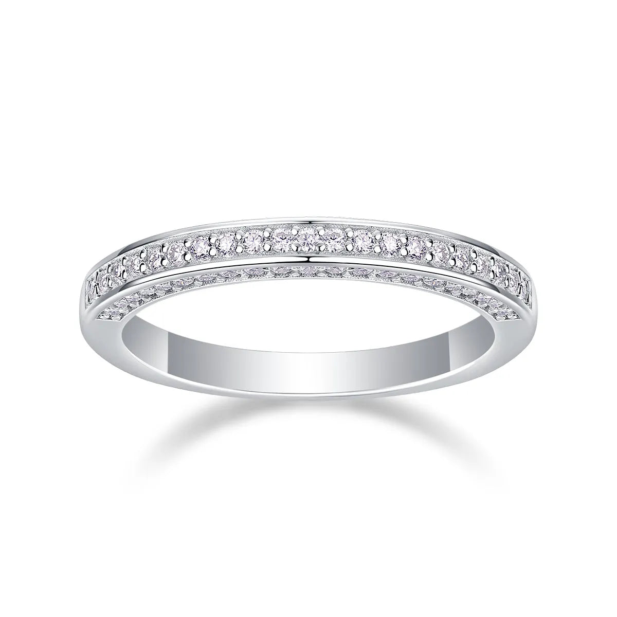 The Plucked Star moissanite wedding ring set in S925 silver with platinum plating, available in multiple colours
