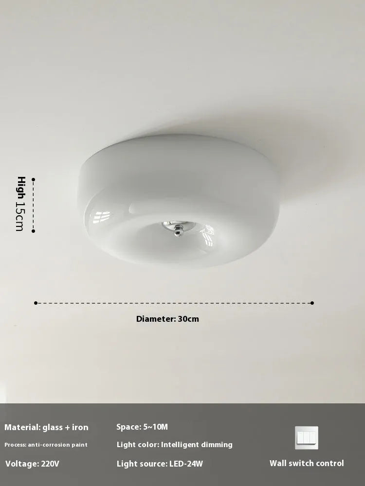 Cream American vintage style bedroom ceiling light with three-colour temperature options in 30cm and 40cm sizes