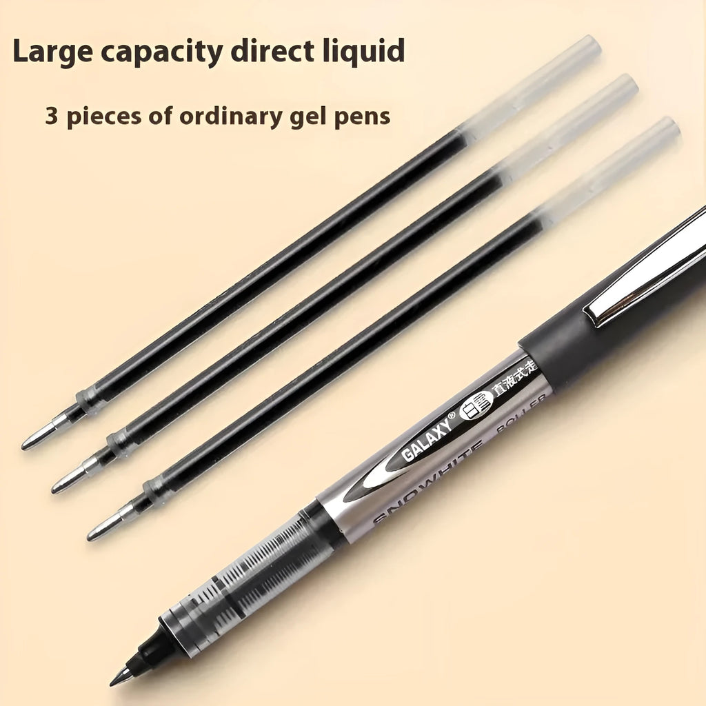 12 water-based signature pens with 0.5mm tips in black, blue, ink blue, and red colours
