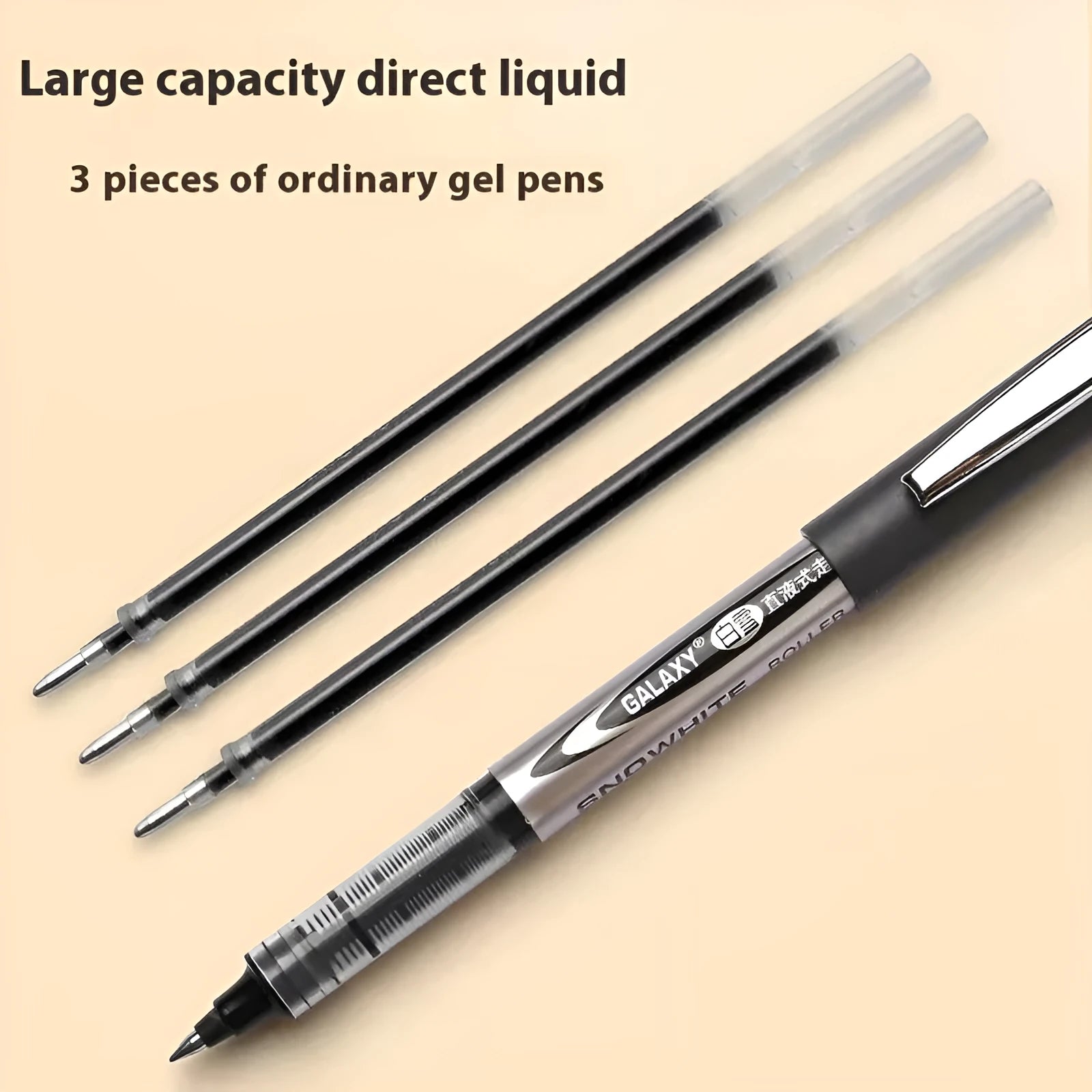 12 water-based signature pens with 0.5mm tips in black, blue, ink blue, and red colours