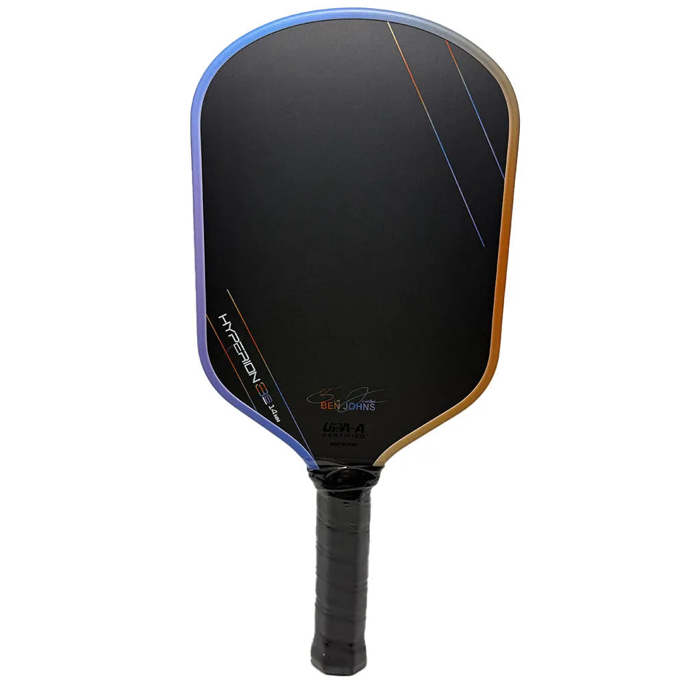 Aurora Hyperion pickleball racket with multicolour carbon fibre face and graphite matte finish.