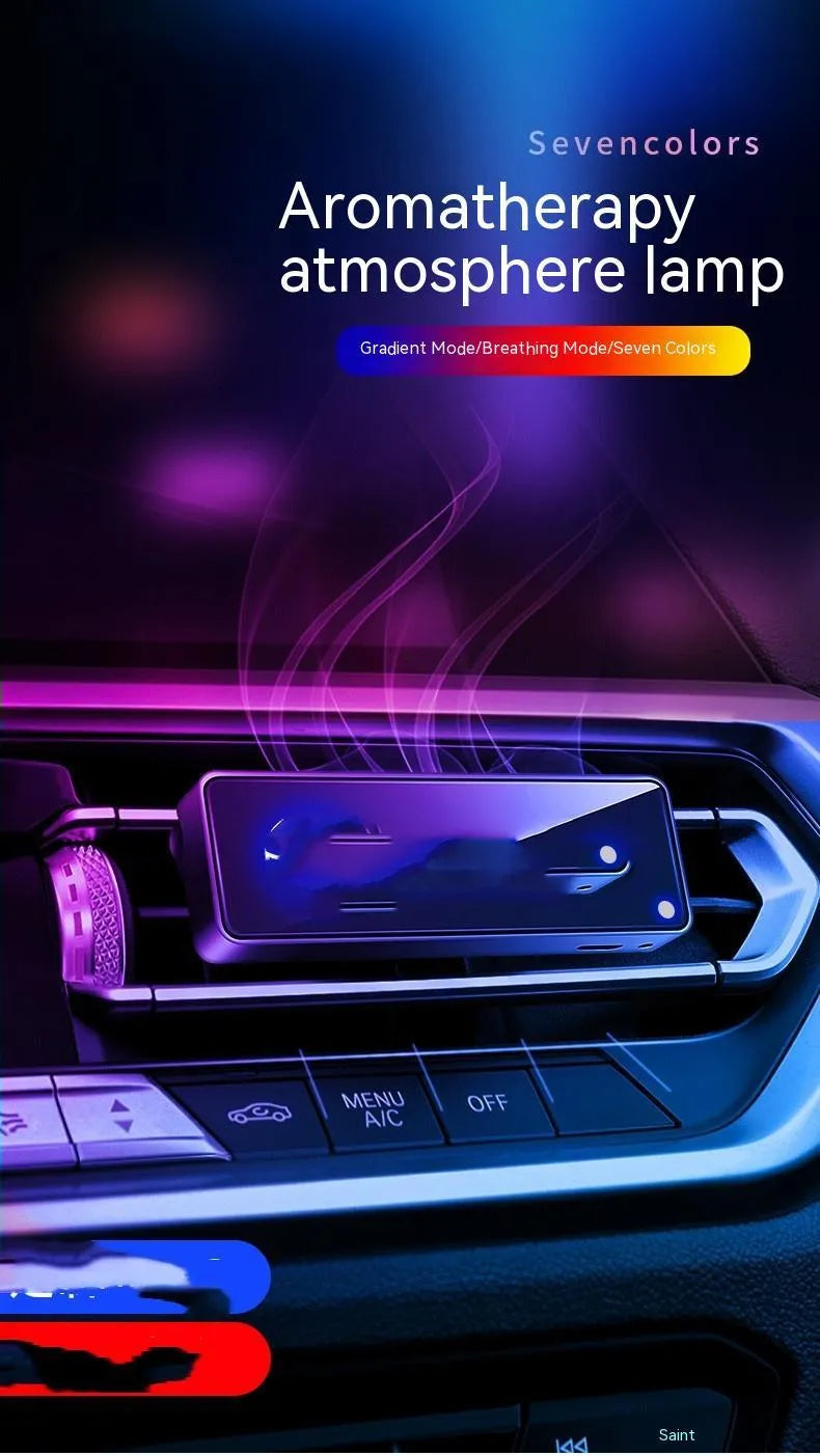 Black automobile air outlet ambience light with LED and perfume deodorant function