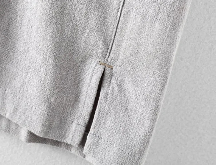 Men's linen cotton blend casual shirt in loose fit showing colour options
