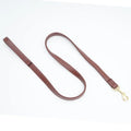 Black PU leather pet traction belt with chain ring in extended position