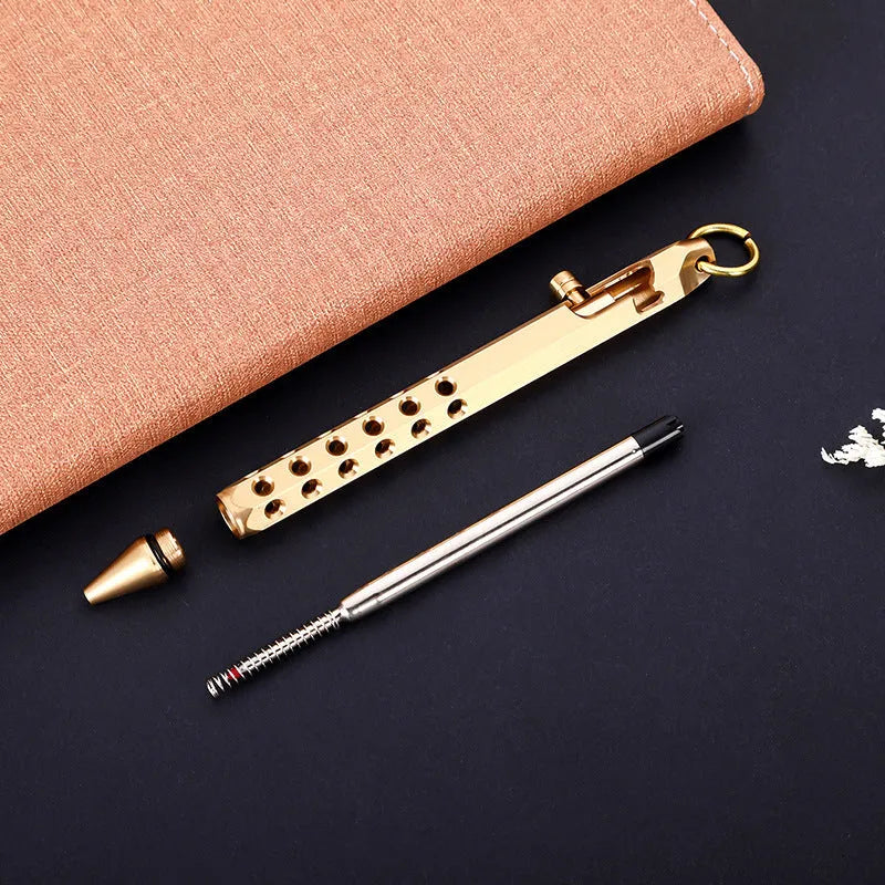 Brass hexagonal rollerball pen with 0.5mm tip and six-angle barrel design