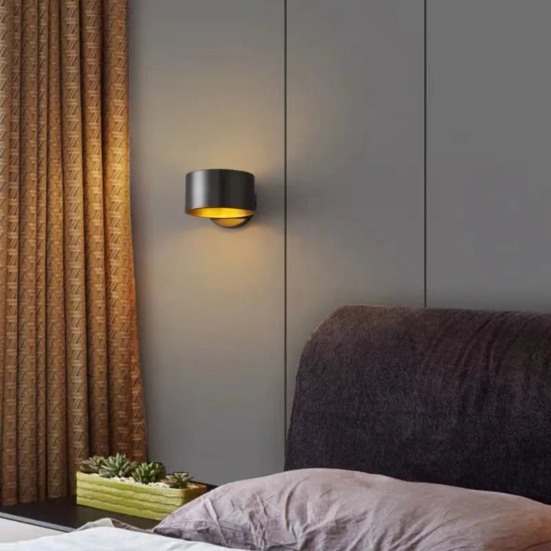 Modern simplicity copper wall lamp in gold or black finish with adjustable 4000K/3000K lighting