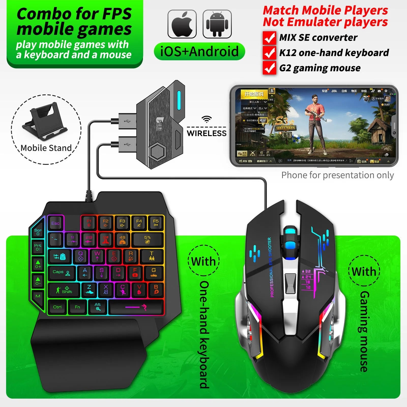 Gamwing Jiaying MIX series keyboard and mouse converter for mobile gaming in official configuration suit