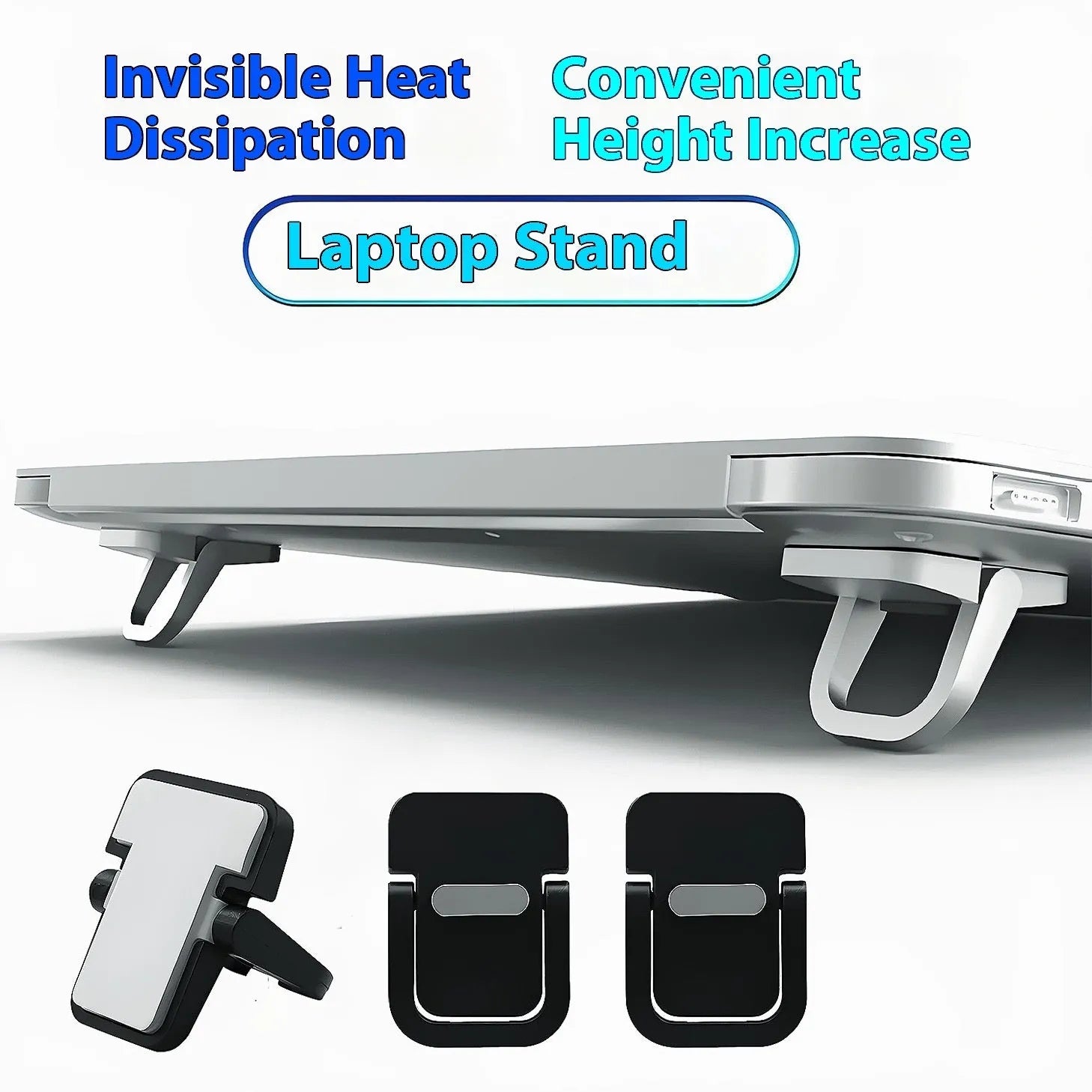 Portable laptop stand in black double gear with dual fans for laptop cooling
