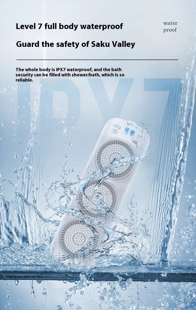 Gray electric bath rubbing machine wall-mounted with three nylon brush heads and washboard