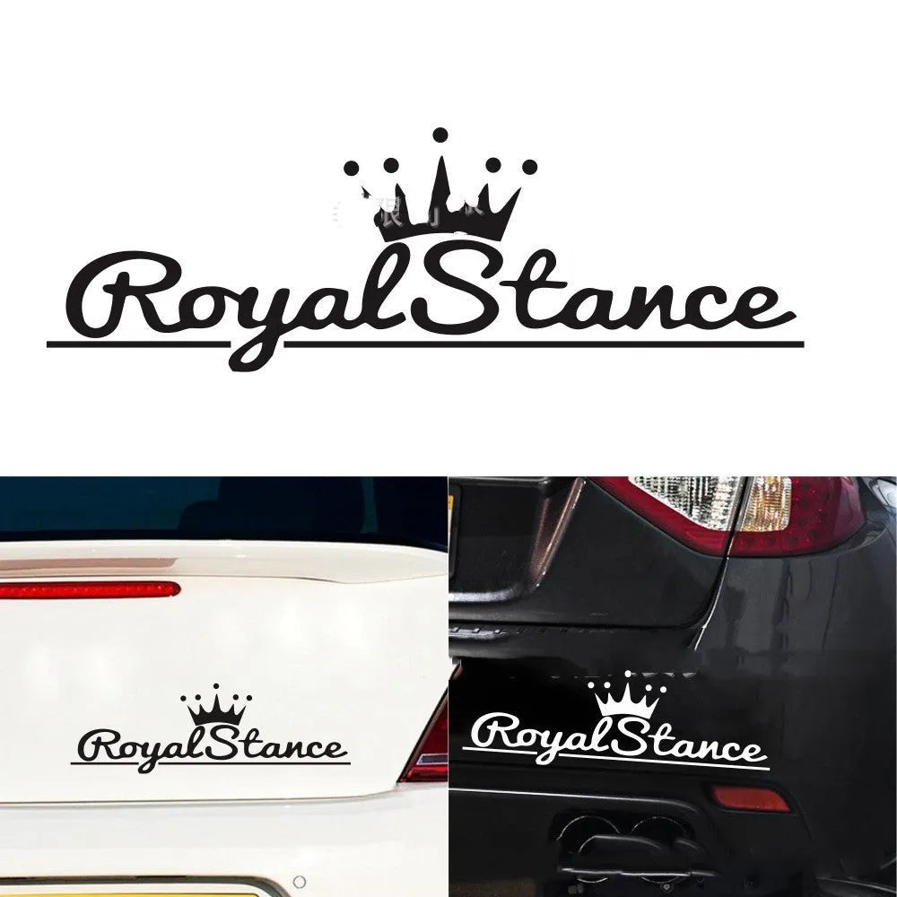 Reflective crown car sticker on vehicle window showing 30x12cm dimensions and colourful design