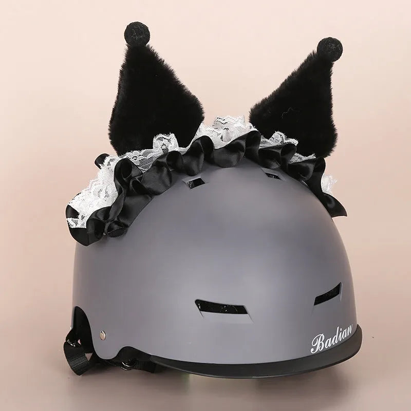 Soft plush cartoon character cover on an M-size bicycle helmet