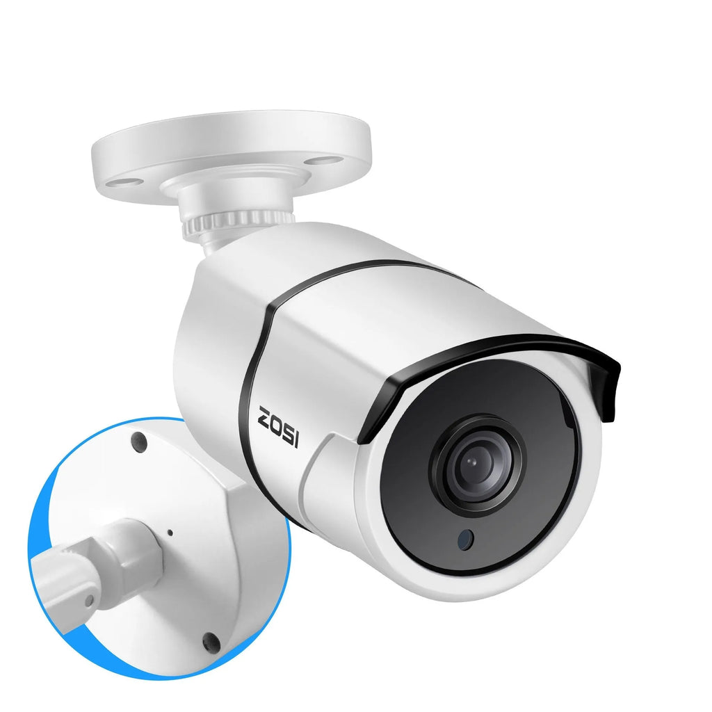 ZOSI 4-channel POE security camera system box with outdoor bullet cameras and network video recorder