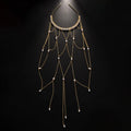 Gold and silver tassel hair chain for women with pearl detailing and electroplated finish