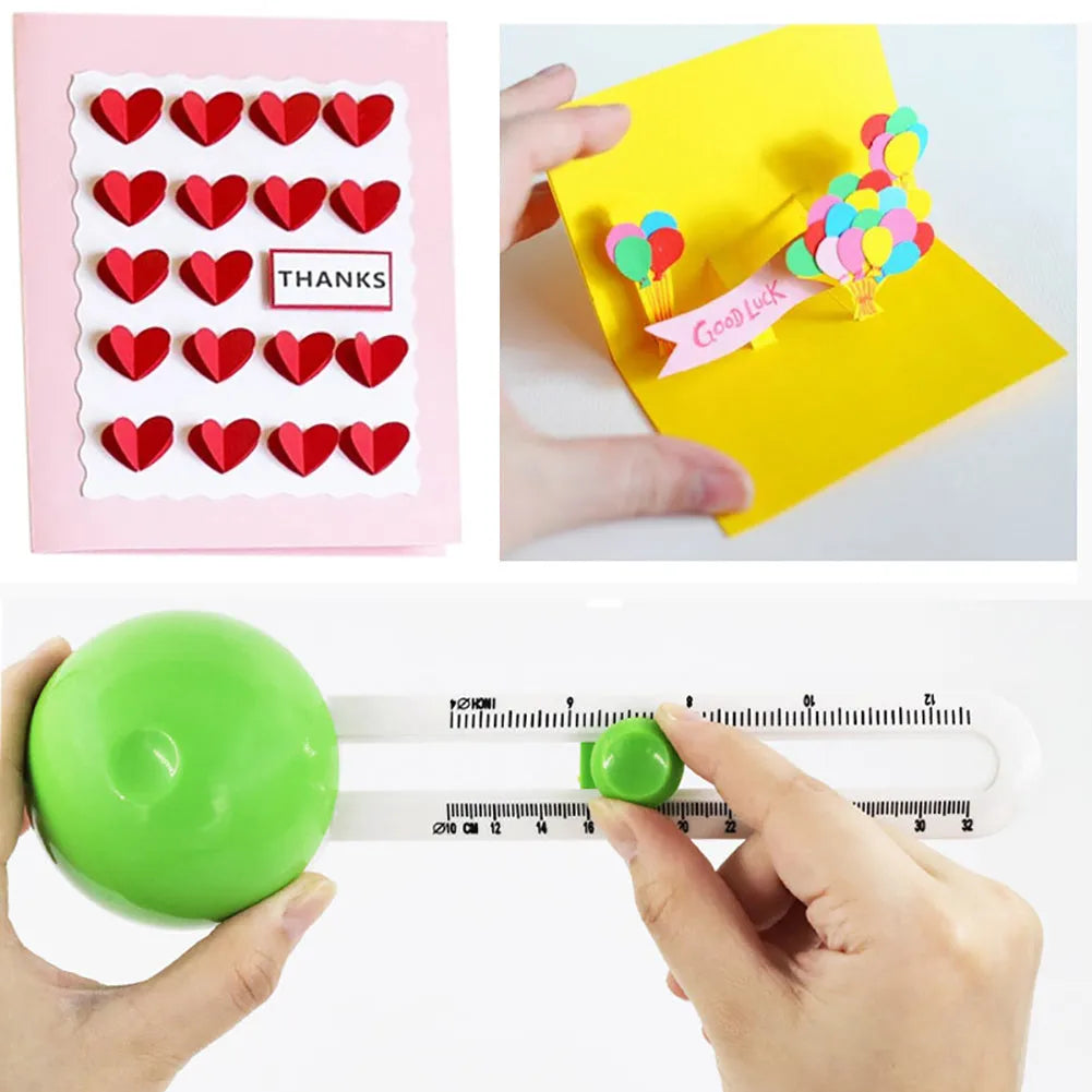 Orange or green plastic round paper cutter for A3 sheets on a colour box.