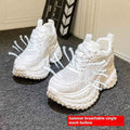 White height increasing insole shoes with lace-up closure and round toe