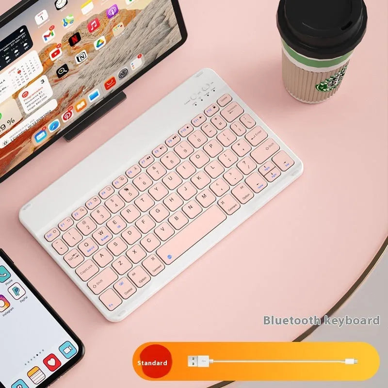 Bluetooth keyboard with rechargeable mouse in multiple colour options including white, green and pink